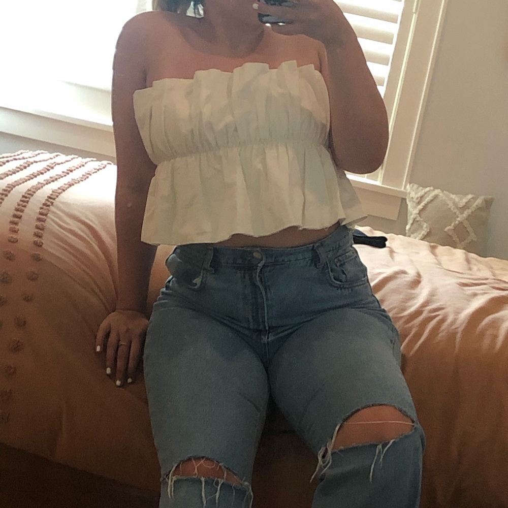 Princess Polly tie cropped tube top white/cream